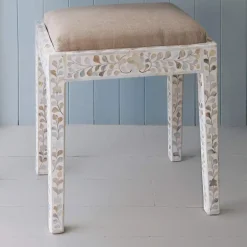 Graham & Green Stools|Dressing Tables & Stools<Maxi White Mother of Pearl Stool