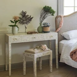 Graham & Green Stools|Dressing Tables & Stools<Maxi White Mother of Pearl Stool