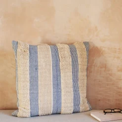 Graham & Green Sofa Cushions|Cushions<Misty Large Square Blue and White Striped Cushion