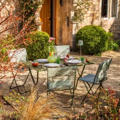 Graham & Green Garden Chairs & Sofas|Garden Chairs & Sofas<Moss Green Balcony Table and Four Chairs Set
