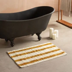 Graham & Green Bath Mats|Bath Mats<Mustard Striped Tufted Bath Mat