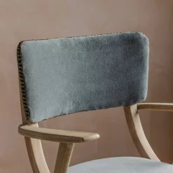 Graham & Green Dining Chairs<Myles Grey Velvet Armchair