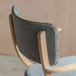 Graham & Green Dining Chairs<Myles Grey Velvet Armchair