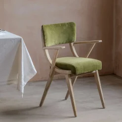 Graham & Green Dining Chairs<Myles Olive Velvet Armchair