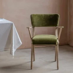 Graham & Green Dining Chairs<Myles Olive Velvet Armchair
