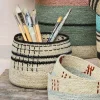 Graham & Green Household Storage<Natural and Black Stitched Cross Basket
