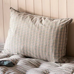 Graham & Green Sofa Cushions|Cushions<Natural and Blue Check Rectangular Cushion