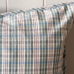 Graham & Green Sofa Cushions|Cushions<Natural and Blue Check Rectangular Cushion