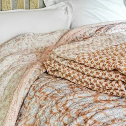 Graham & Green Quilts & Bedding<Natural Flower Hand-Printed Quilt