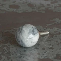 Graham & Green Knobs & Handles<Natural Grey Marble Round Knob