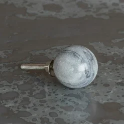 Graham & Green Knobs & Handles<Natural Grey Marble Round Knob