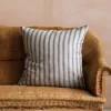 Graham & Green Sofa Cushions|Cushions<Natural Grey Striped Large Square Cushion
