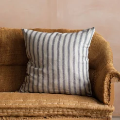 Graham & Green Sofa Cushions|Cushions<Natural Grey Striped Large Square Cushion