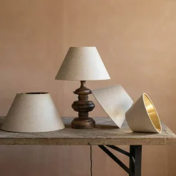 Graham & Green Lamp Shades<Natural Linen and Gold Empire Lamp Shades