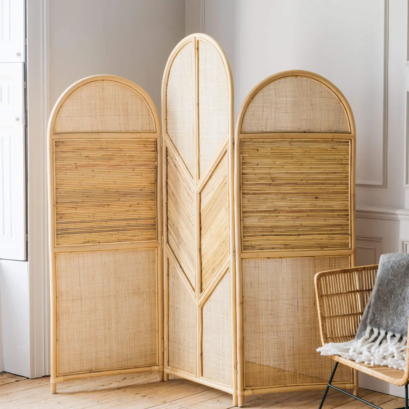 Graham & Green Room Dividers<Natural Rattan Arched Screen