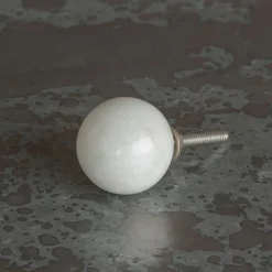 Graham & Green Knobs & Handles<Natural White Marble Round Knob