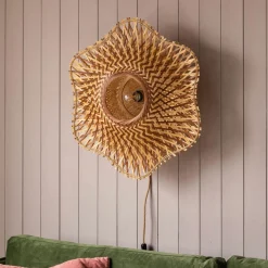 Graham & Green Wall Lights & Sconces<Natural Woven Bamboo Wall Light Medium