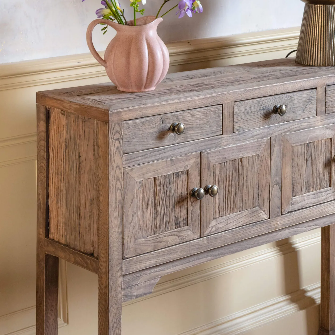 Graham & Green Console Tables<Oak Four Door Console Table