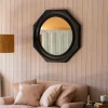 Graham & Green Round Mirrors|Wall Mirrors<Octavia Small Black Wood Wall Mirror
