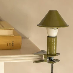 Graham & Green Table Lamps<Olive Enamel Mushroom Clip Lamp