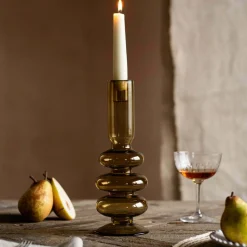 Graham & Green Candle Holders & Candles<Olive Green Bubble Candle Holder
