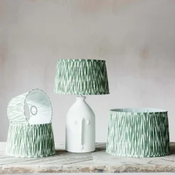 Graham & Green Lamp Shades<Olive Green Pleated Ikat Lamp Shades