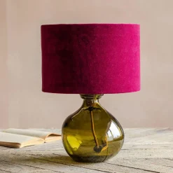 Graham & Green Table Lamps<Olive Green Recycled Glass Table Lamp