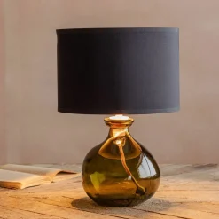 Graham & Green Table Lamps<Olive Green Recycled Glass Table Lamp