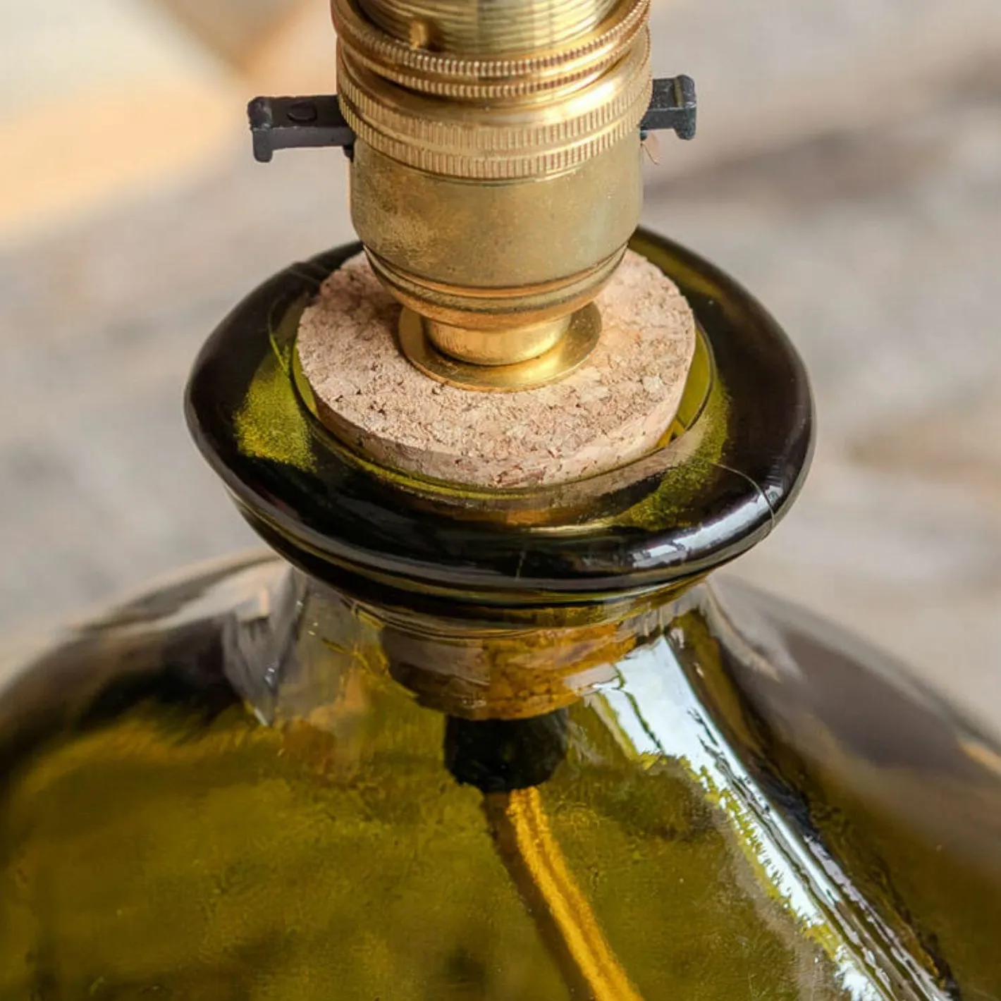 Graham & Green Table Lamps<Olive Green Recycled Glass Table Lamp