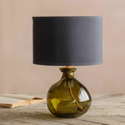 Graham & Green Table Lamps<Olive Green Recycled Glass Table Lamp