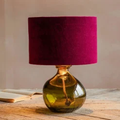 Graham & Green Table Lamps<Olive Green Recycled Glass Table Lamp