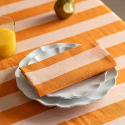Graham & Green Outdoor Dining|Table Cloths & Napkins<Orange Candy Stripe Napkin