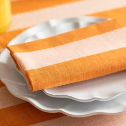 Graham & Green Outdoor Dining|Table Cloths & Napkins<Orange Candy Stripe Napkin