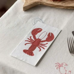 Graham & Green Table Cloths & Napkins|Table Cloths & Napkins<Pack of Sixteen Lobster Paper Napkins