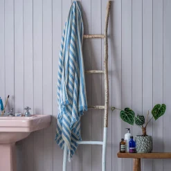 Graham & Green Bathroom Accessories<Pale Blue Stripe Turkish Beach Towel Wrap