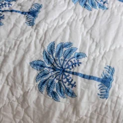 Graham & Green Quilts & Bedding<Palm Tree and Blue Stripe Reversible King Size Quilt
