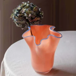 Graham & Green Vases & Plant Pots<Peach and Blue Ruffle Vase - Medium