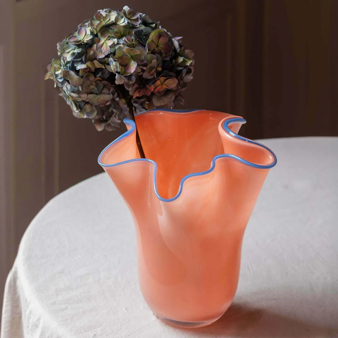 Graham & Green Vases & Plant Pots<Peach and Blue Ruffle Vase - Medium