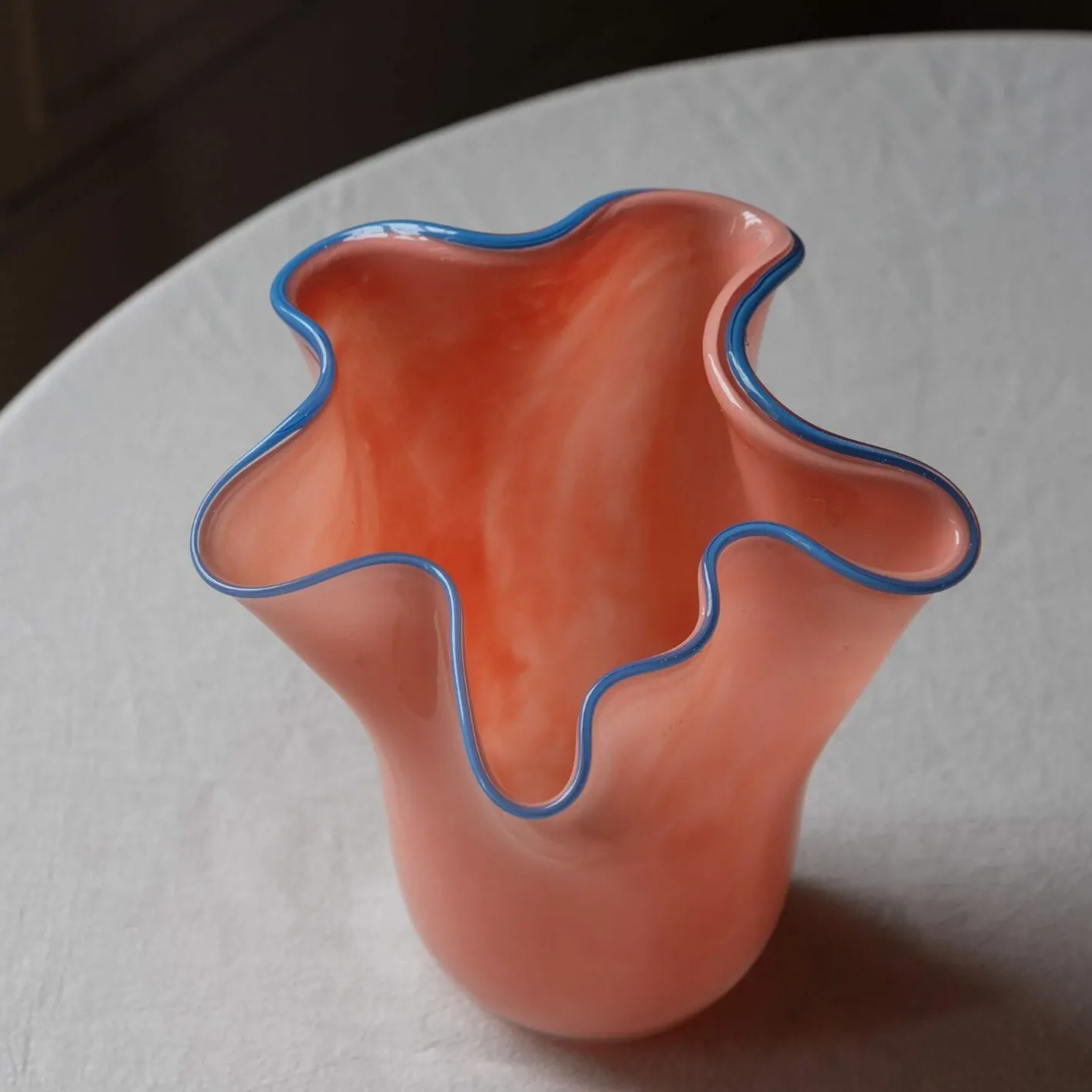 Graham & Green Vases & Plant Pots<Peach and Blue Ruffle Vase - Medium