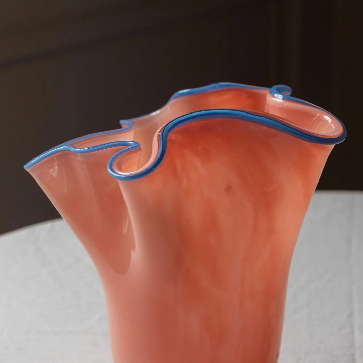 Graham & Green Vases & Plant Pots<Peach and Blue Ruffle Vase - Medium