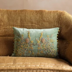 Graham & Green Sofa Cushions|Cushions<Peacock Embroidered Velvet Rectangular Cushion