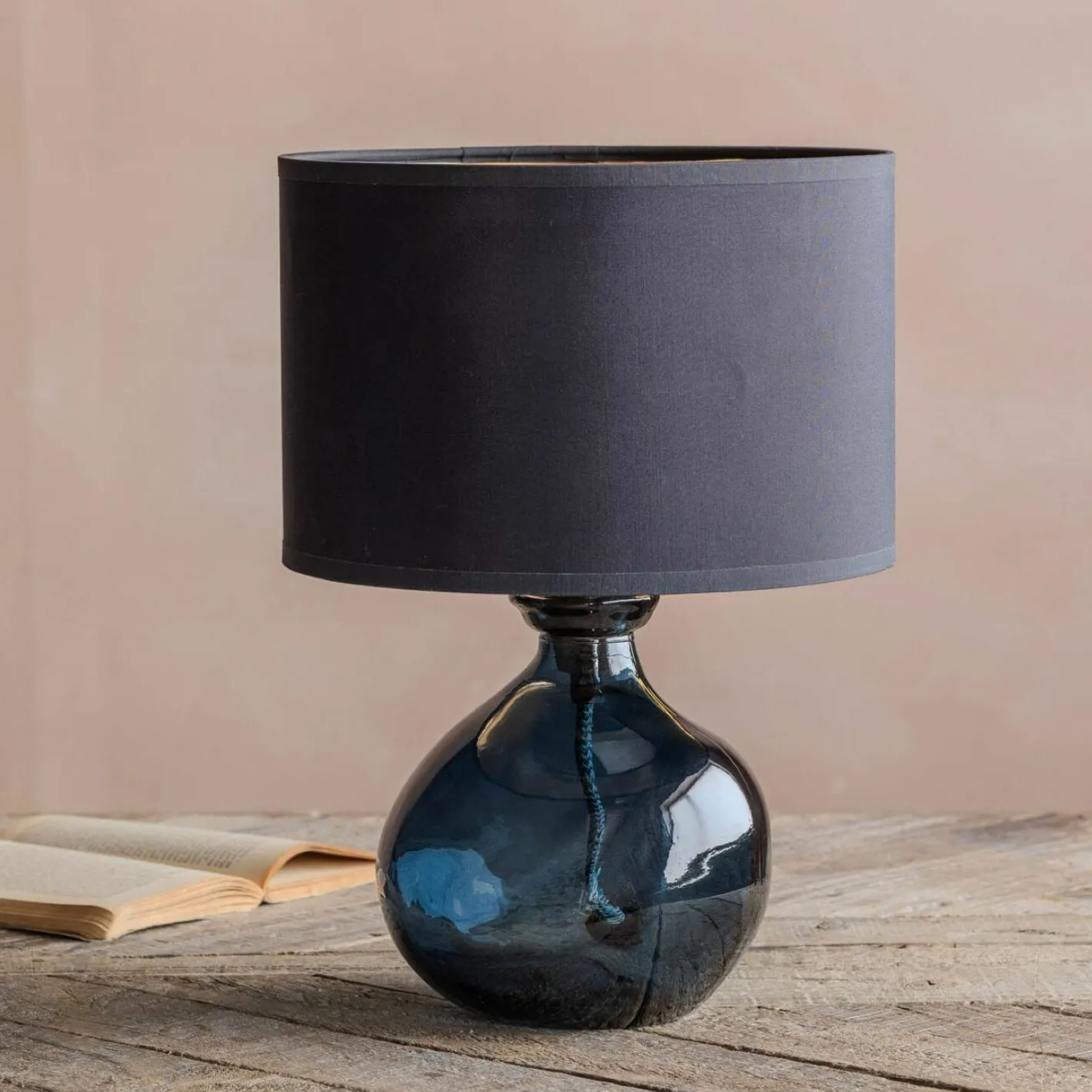 Graham & Green Table Lamps<Petrol Blue Recycled Glass Table Lamp