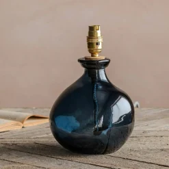 Graham & Green Table Lamps<Petrol Blue Recycled Glass Table Lamp