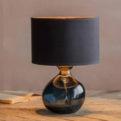 Graham & Green Table Lamps<Petrol Blue Recycled Glass Table Lamp