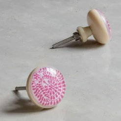 Graham & Green Knobs & Handles<Pink Floral Resin Knob