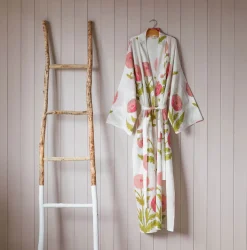 Graham & Green Loungewear<Pink Pavot Flower Block Printed Dressing Gowns