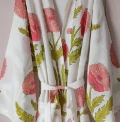 Graham & Green Loungewear<Pink Pavot Flower Block Printed Dressing Gowns