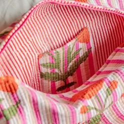 Graham & Green Bags<Pink Stripe and Floral Weekend Bag - Small