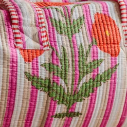 Graham & Green Bags<Pink Stripe and Floral Weekend Bag - Small