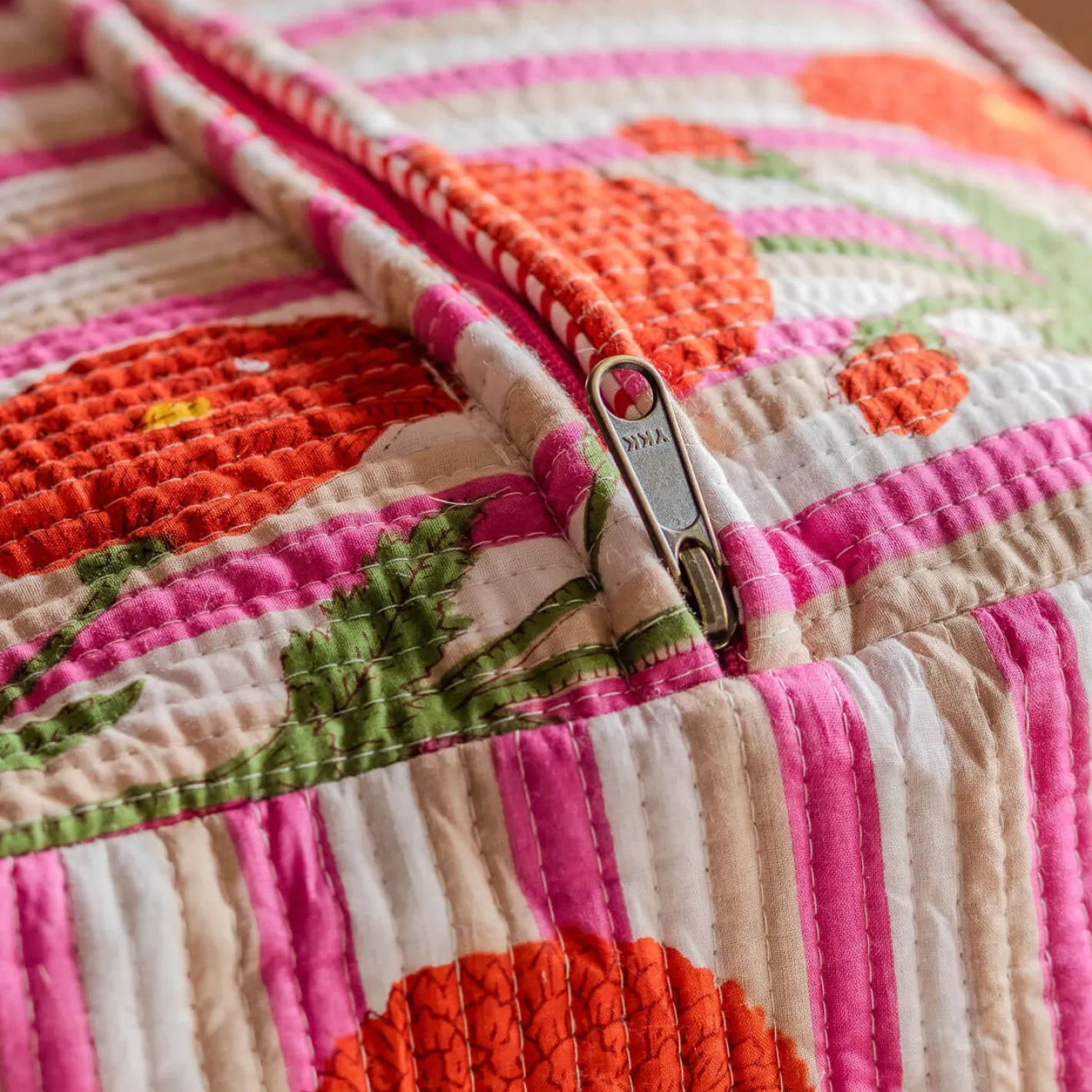 Graham & Green Bags<Pink Stripe and Floral Weekend Bag - Large